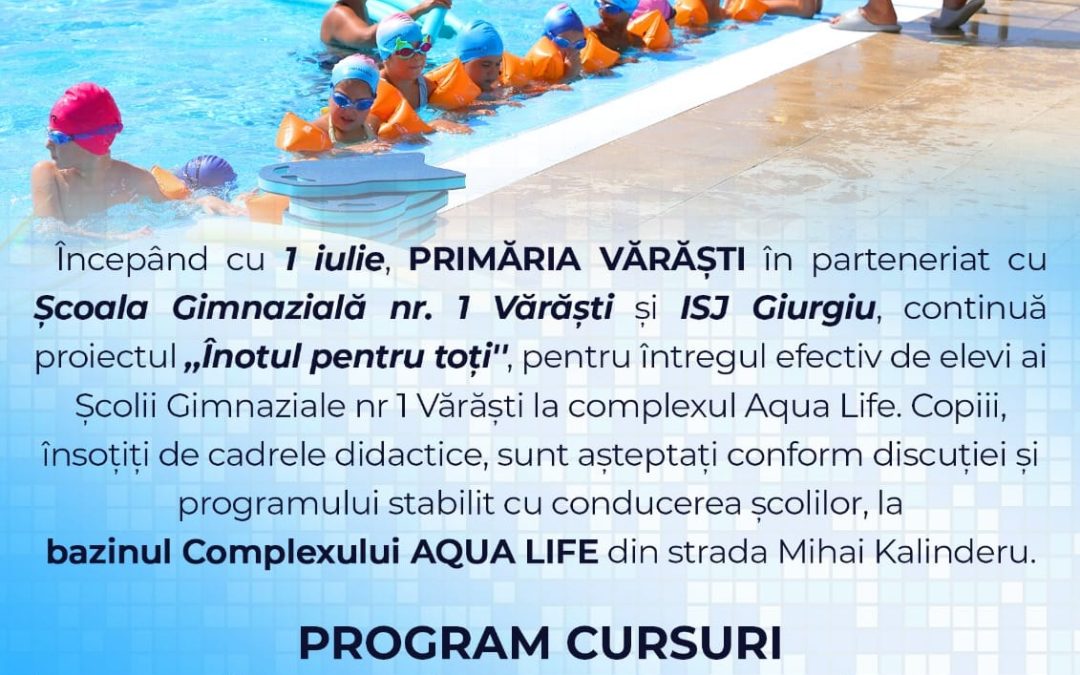 “ÎNOTUL PENTRU TOȚI” – UN PROIECT PENTRU SĂNĂTATE
